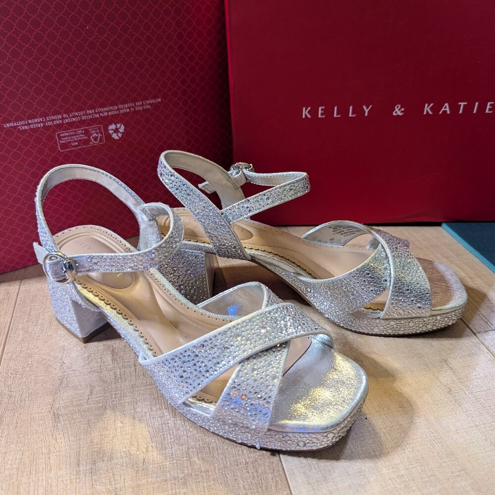 Kelly & Katie Liliena Silver Rhinestone Platform Evening Sandal